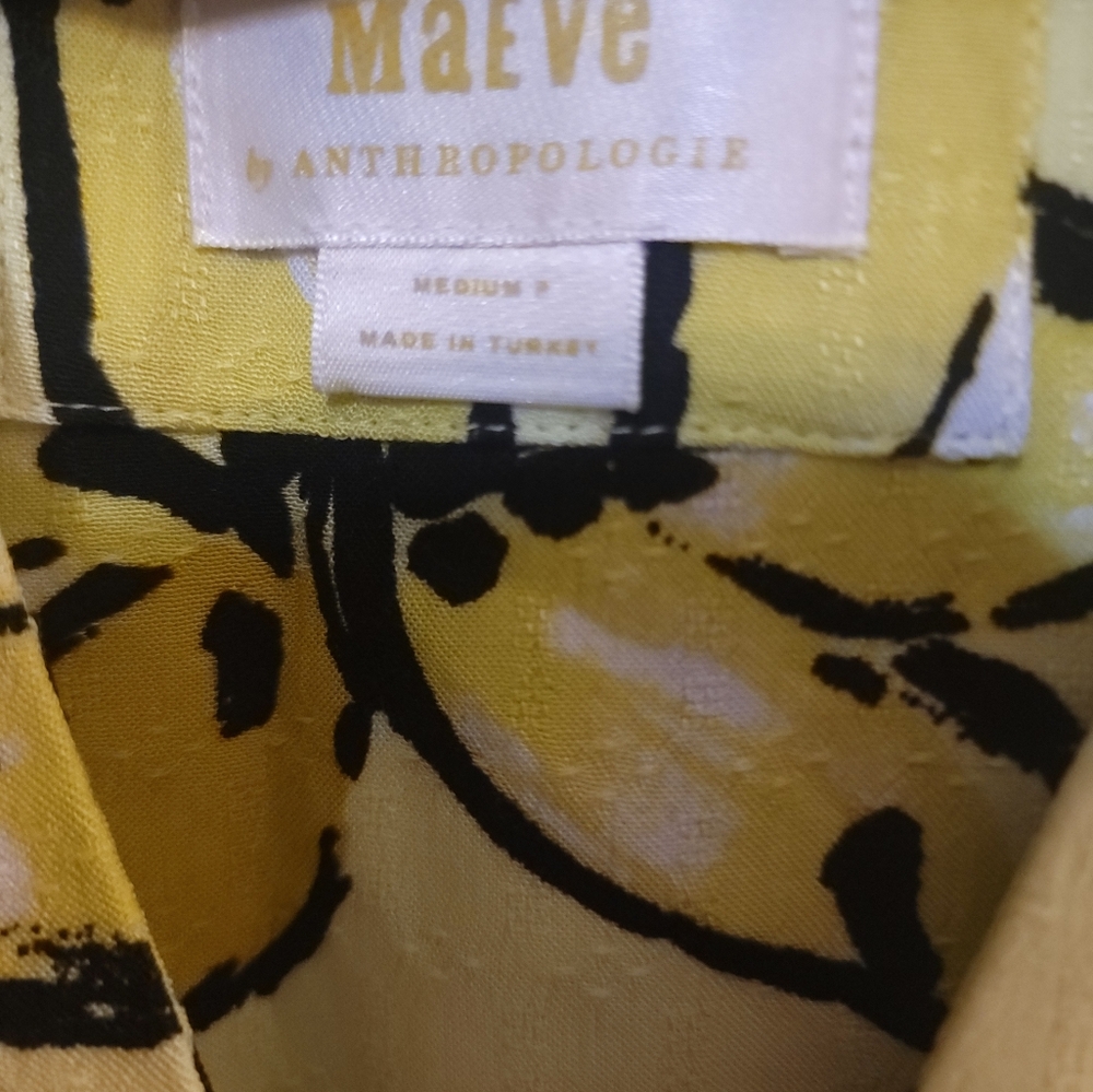 Misses Sz M P Anthropologie Maeve Tiered Dress Yellow Floral - Picture 3 of 10